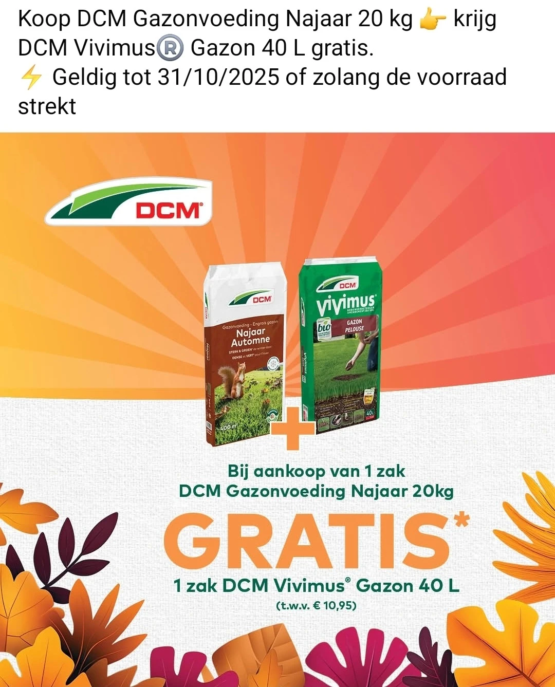 GRATIS DCM Vivimus® Gazon bij aankoop van DCM Gazonvoeding Najaar