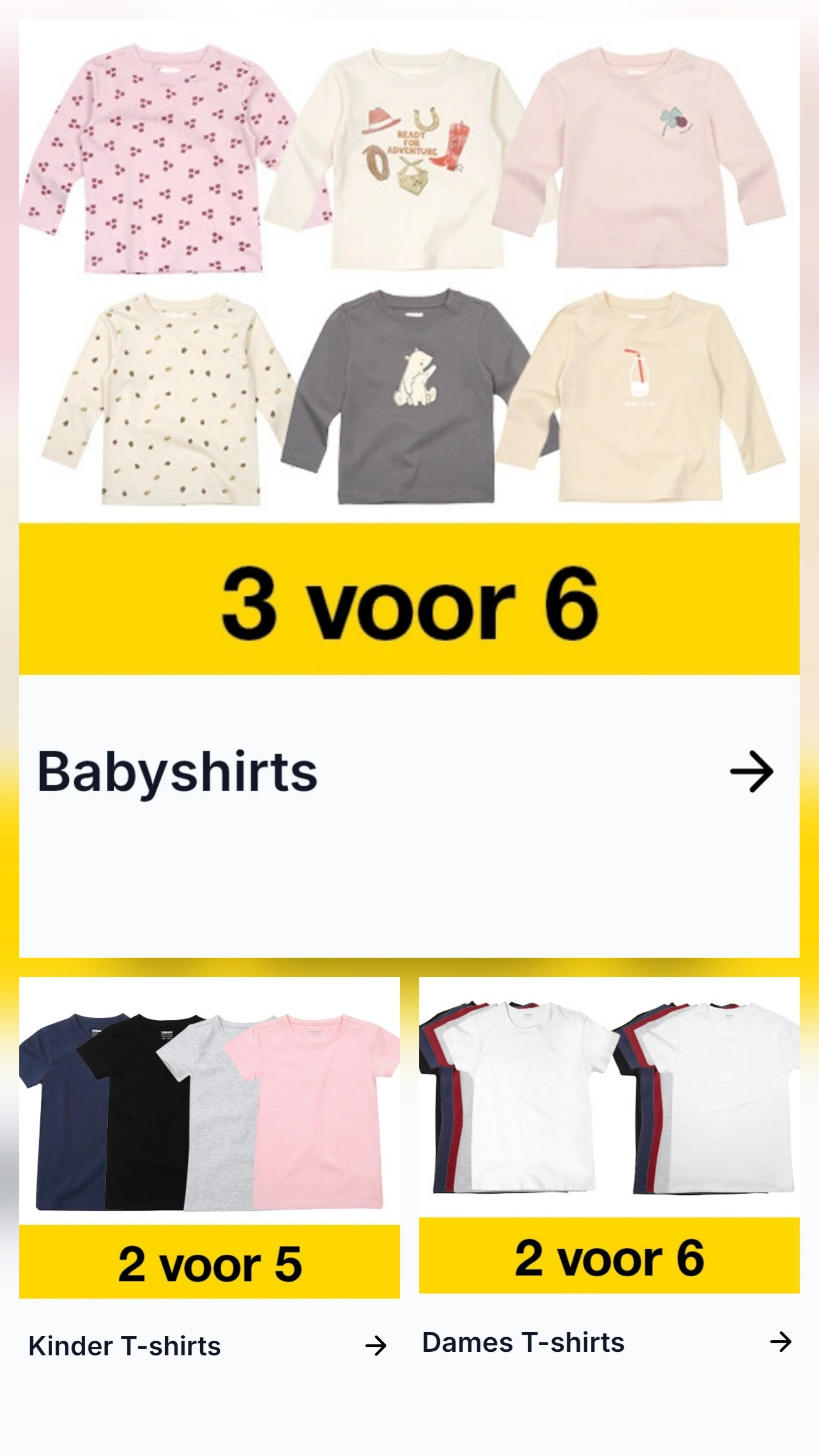 Baby, kinder en dames t-shirts goedkoop bij Zeeman