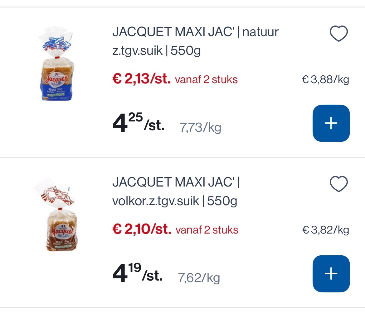 Jacquet brood 550 gram 🍞-50%