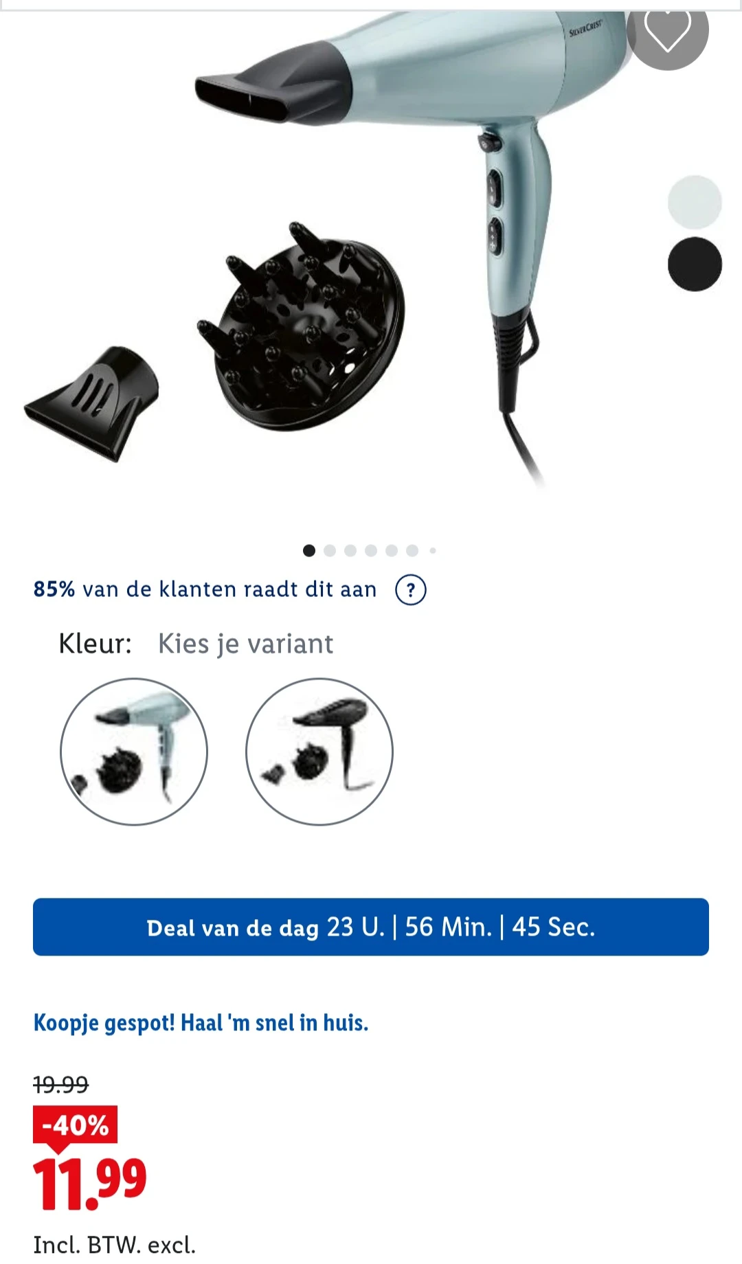 Dagdeal Lidl: Haardroger -40%