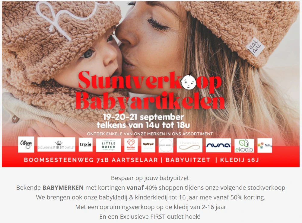 Baby outlet FIRST 👶🏻 19-21 september te Aartselaar