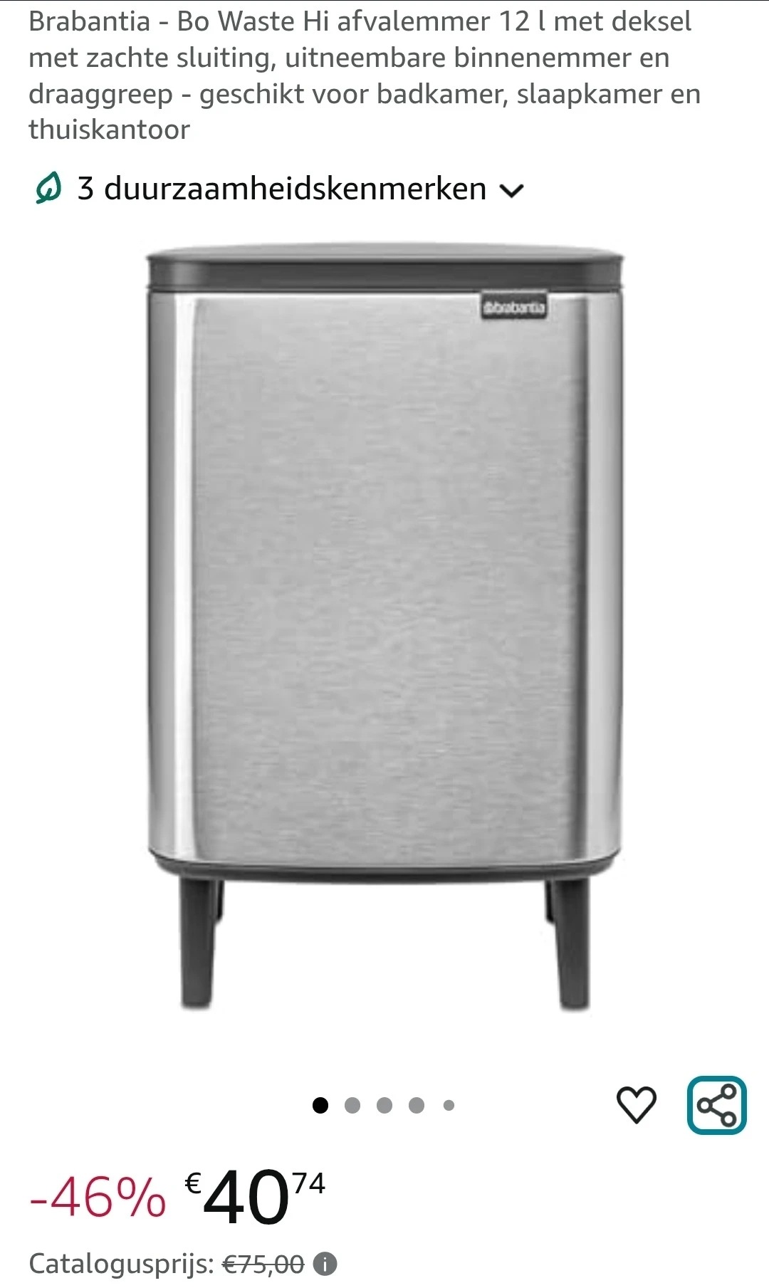 Brabantia Bo Hi afvalemmer 12 l nu -46%