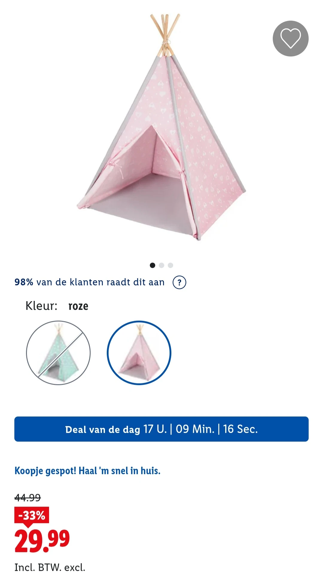 Speeltent tipi -33% op lidl.be