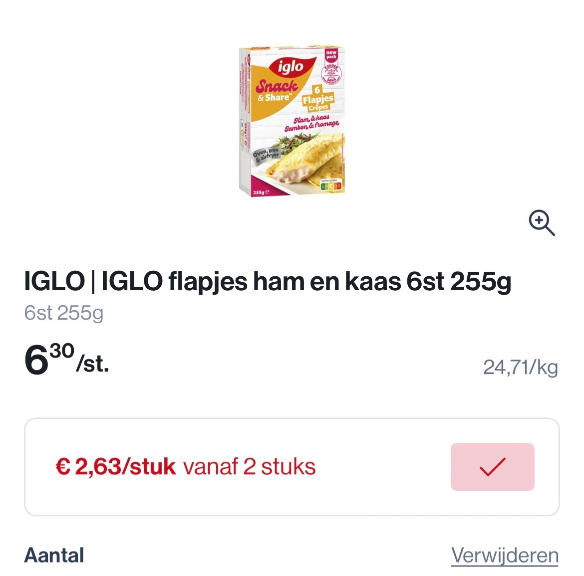 Iglo flapjes ham-kaas 6 stuks - 255 gram -58%