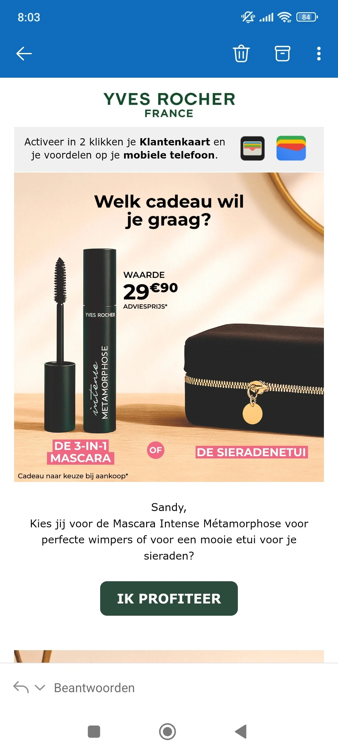 Gratis mascara of sieraden etui bij Yves Rocher