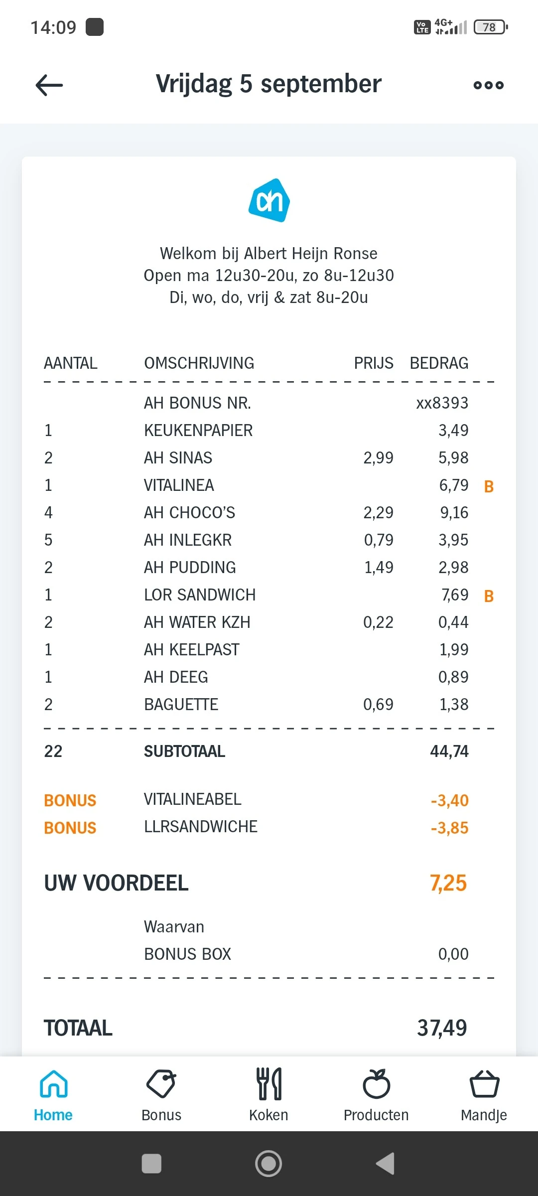 €7,25 korting ah