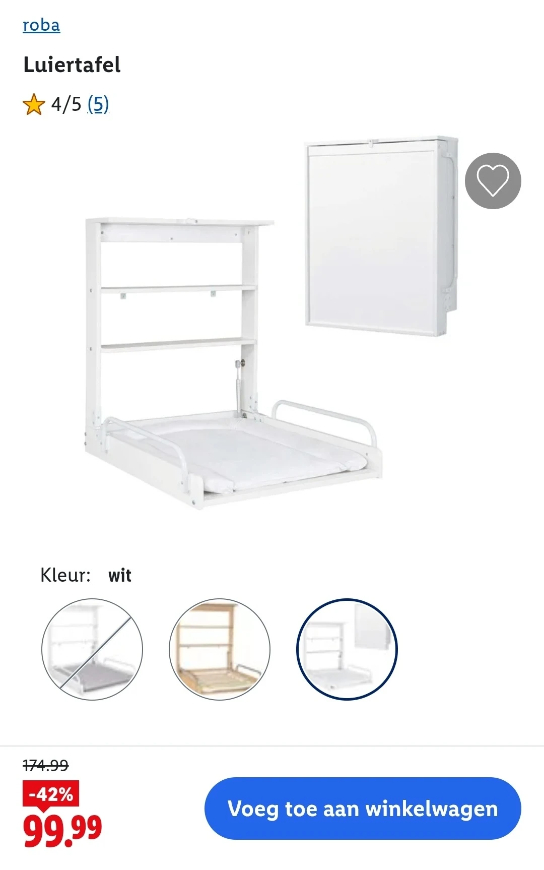 Roba opklapbare luiertafel met aankleedkussen -42%