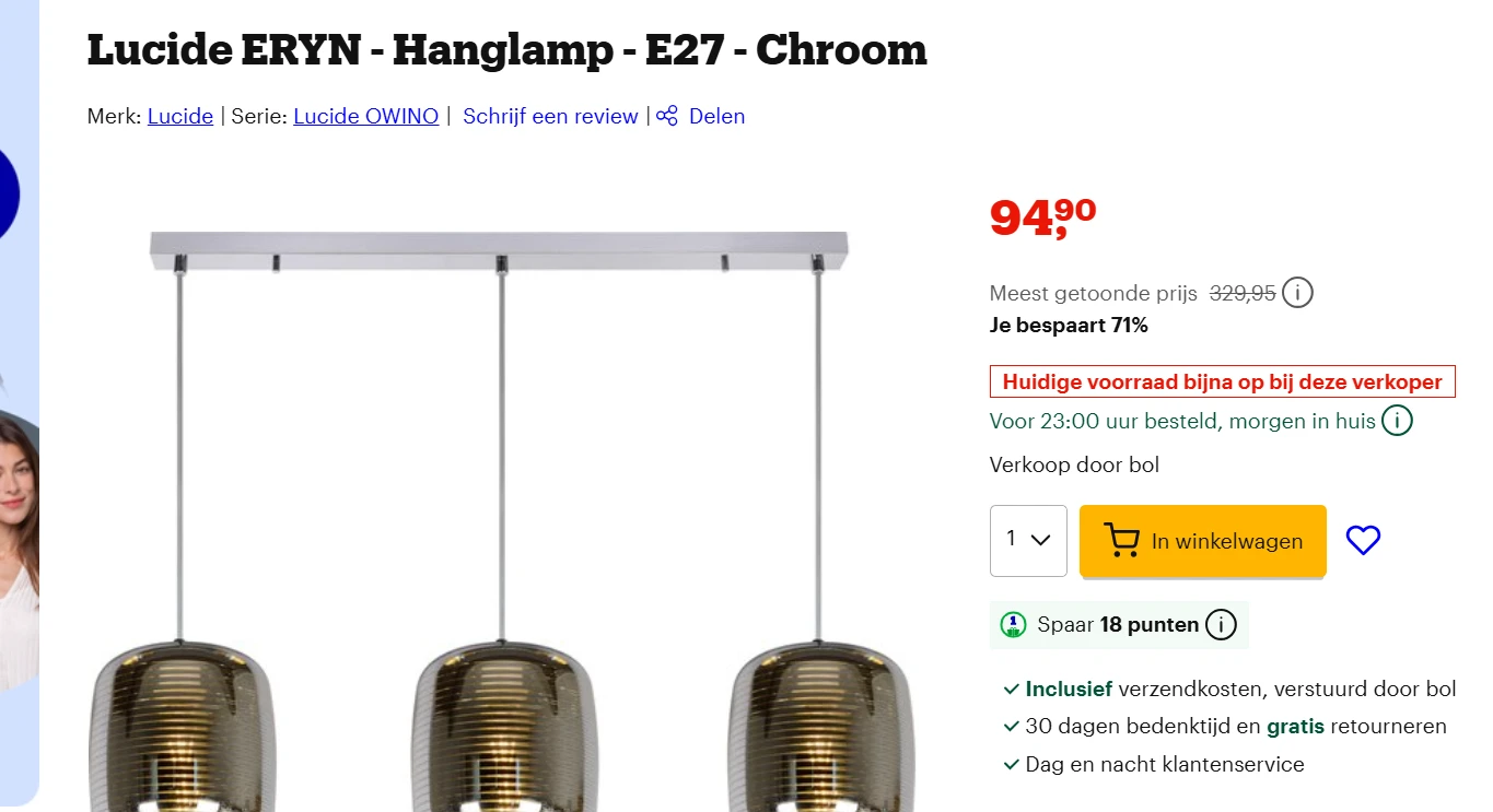 Lucide hanglamp met hoge korting(minimaal 70 procent)