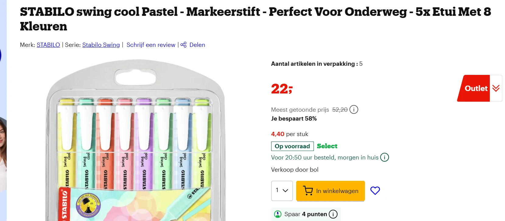 5 etuis van 8 markeerstiften bij bol