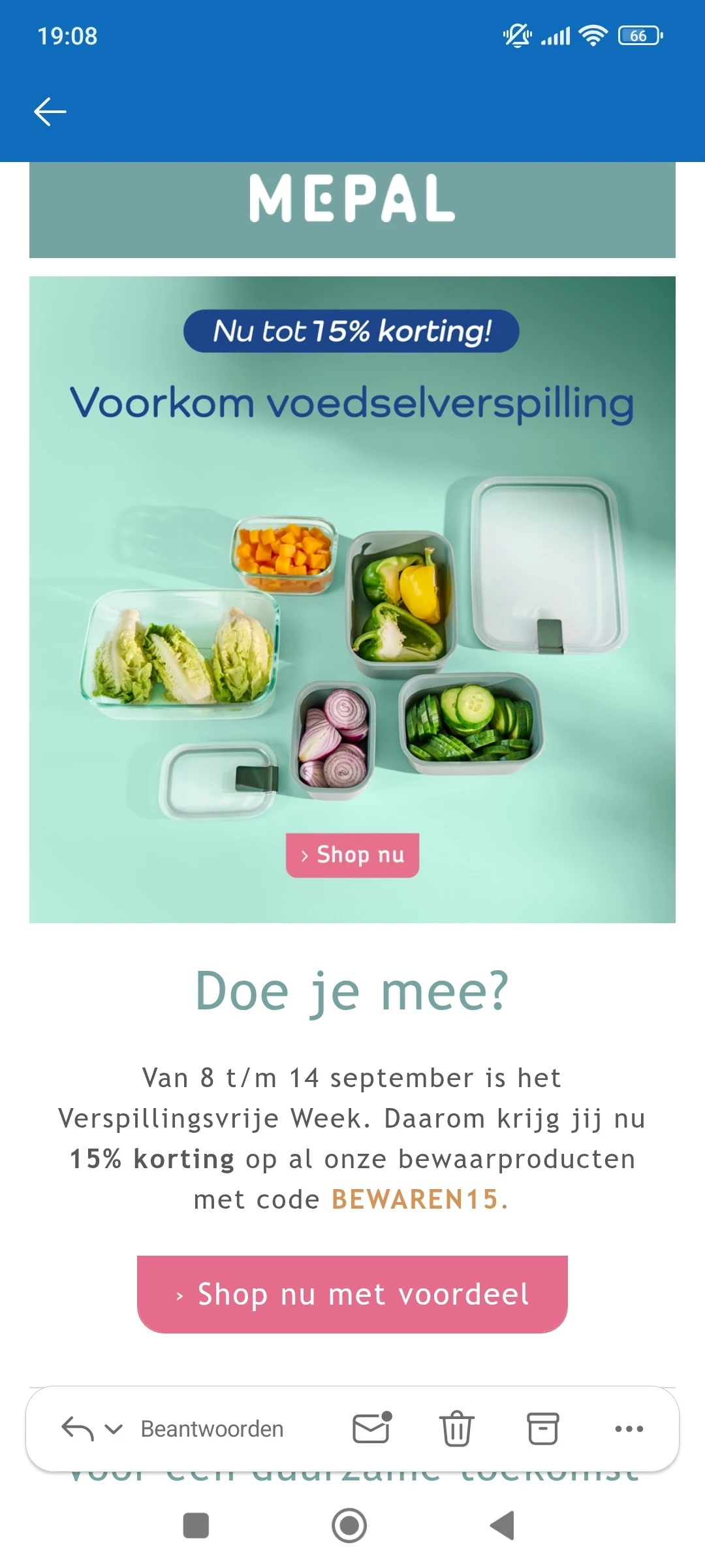 15% korting op alle bewaarproducten bij mepal