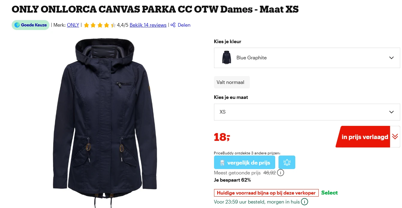 Parka Only, maten XS en S aan €18,00 bij Bol