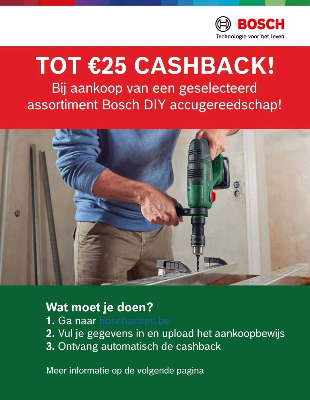 Tot €25 cashback op Bosch DIY accugereedschap