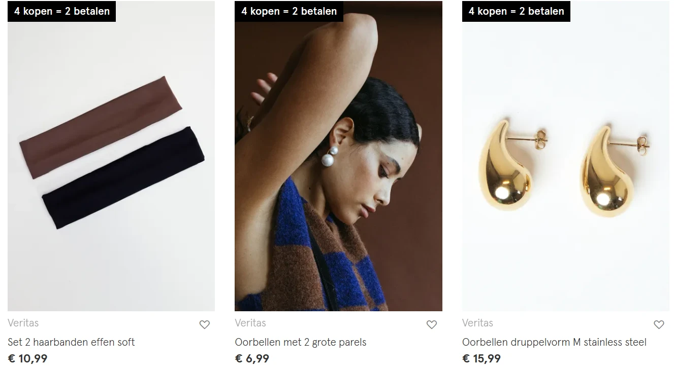 2+2 gratis op haarmode en juwelen bij Veritas!