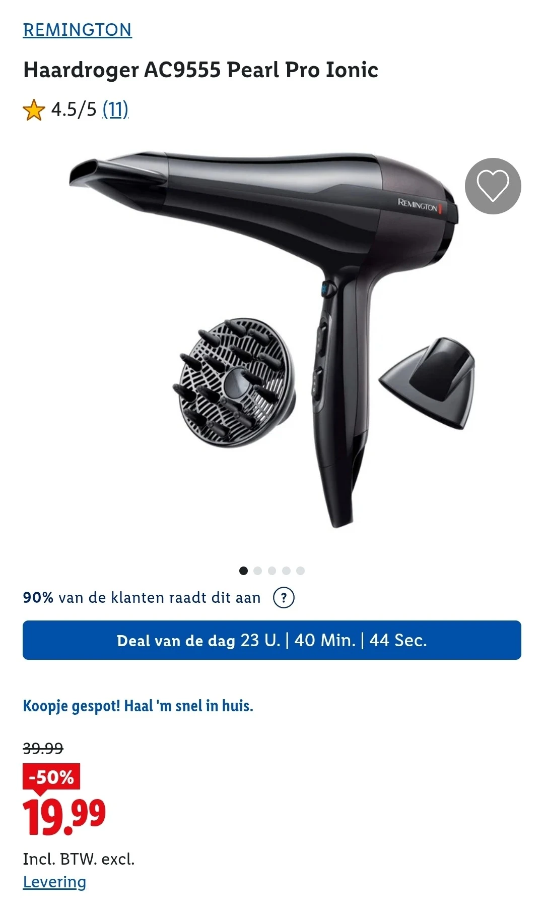 Dagdeal Lidl: REMINGTON Haardroger AC9555 Pearl Pro Ionic
