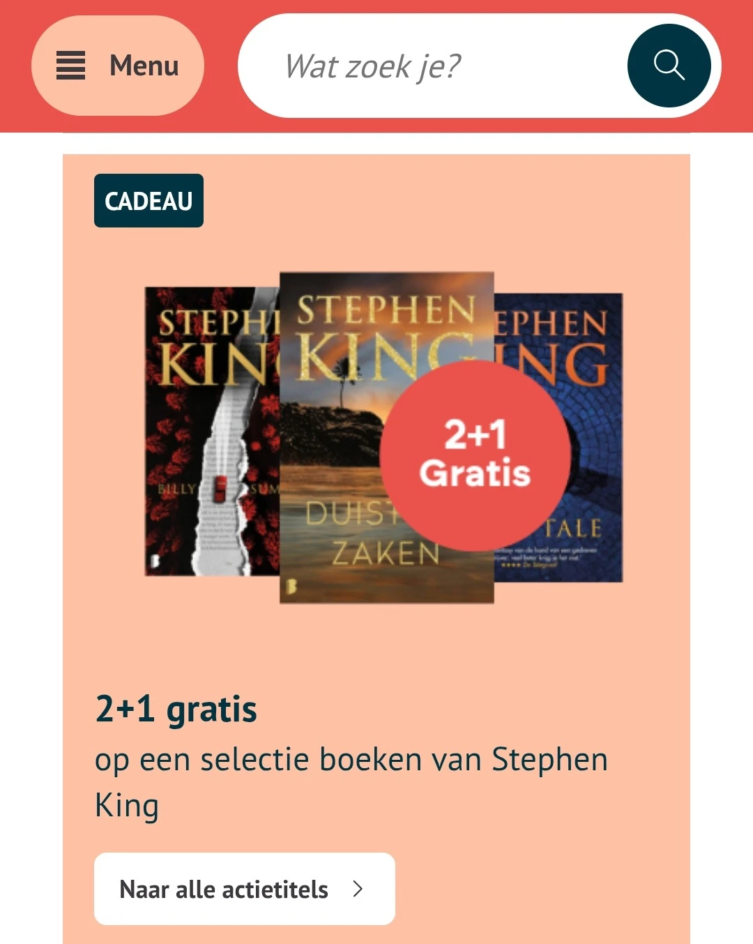 Stephen King boeken 2 + 1 gratis bij standaard boekhandel