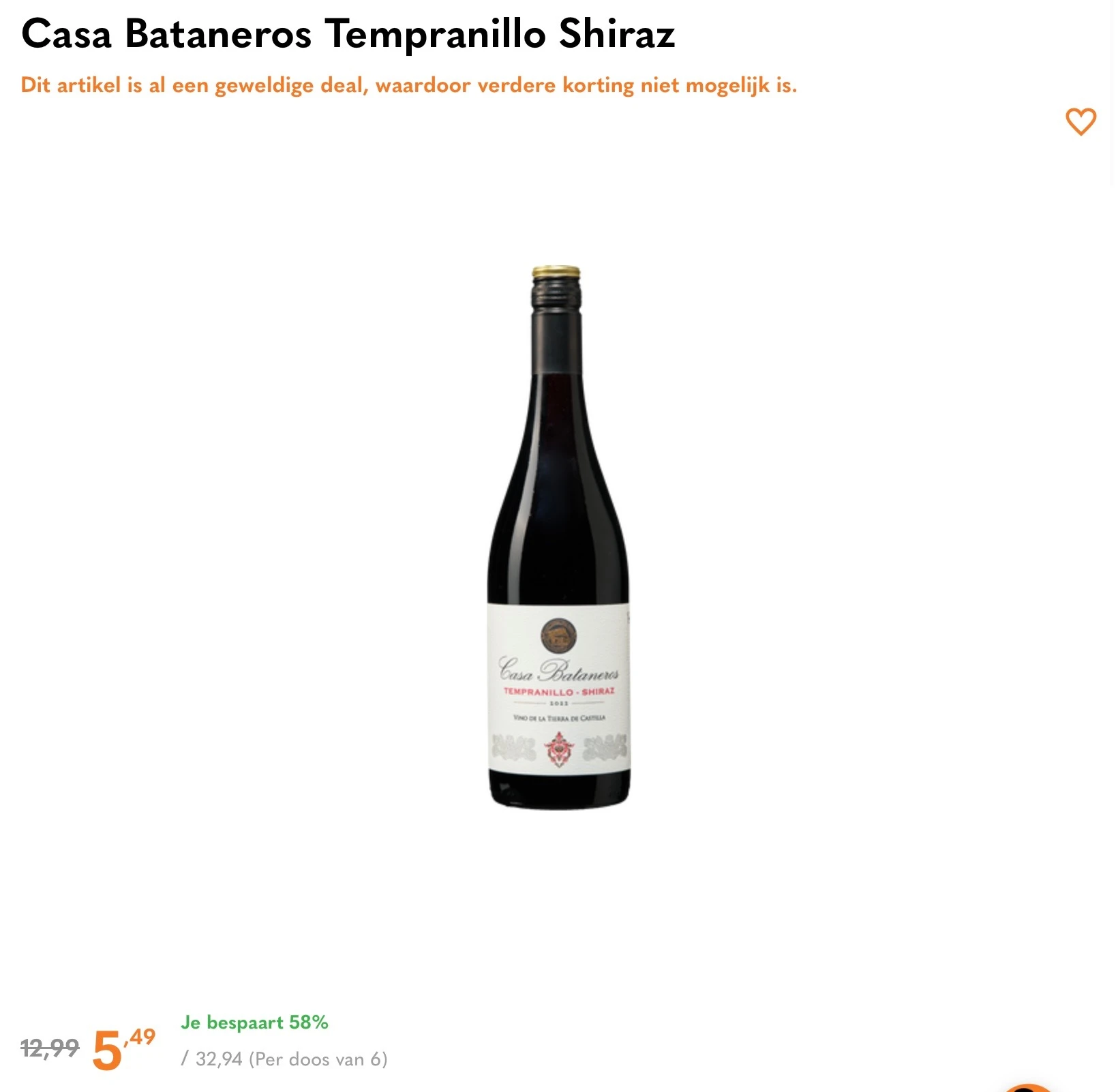 Casa Bataneros Tempranillo Shiraz