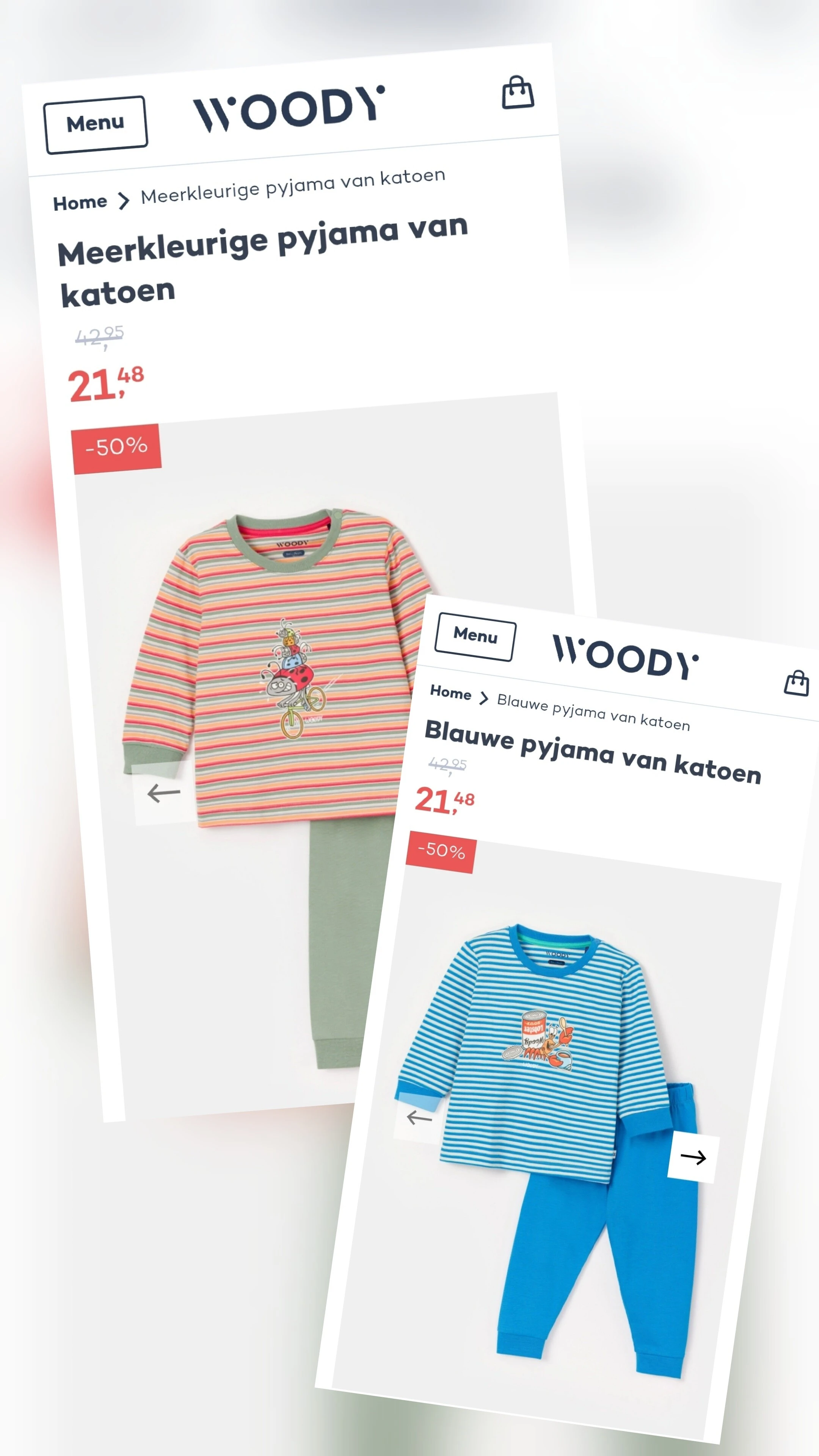Woody pyjama's aan -50%