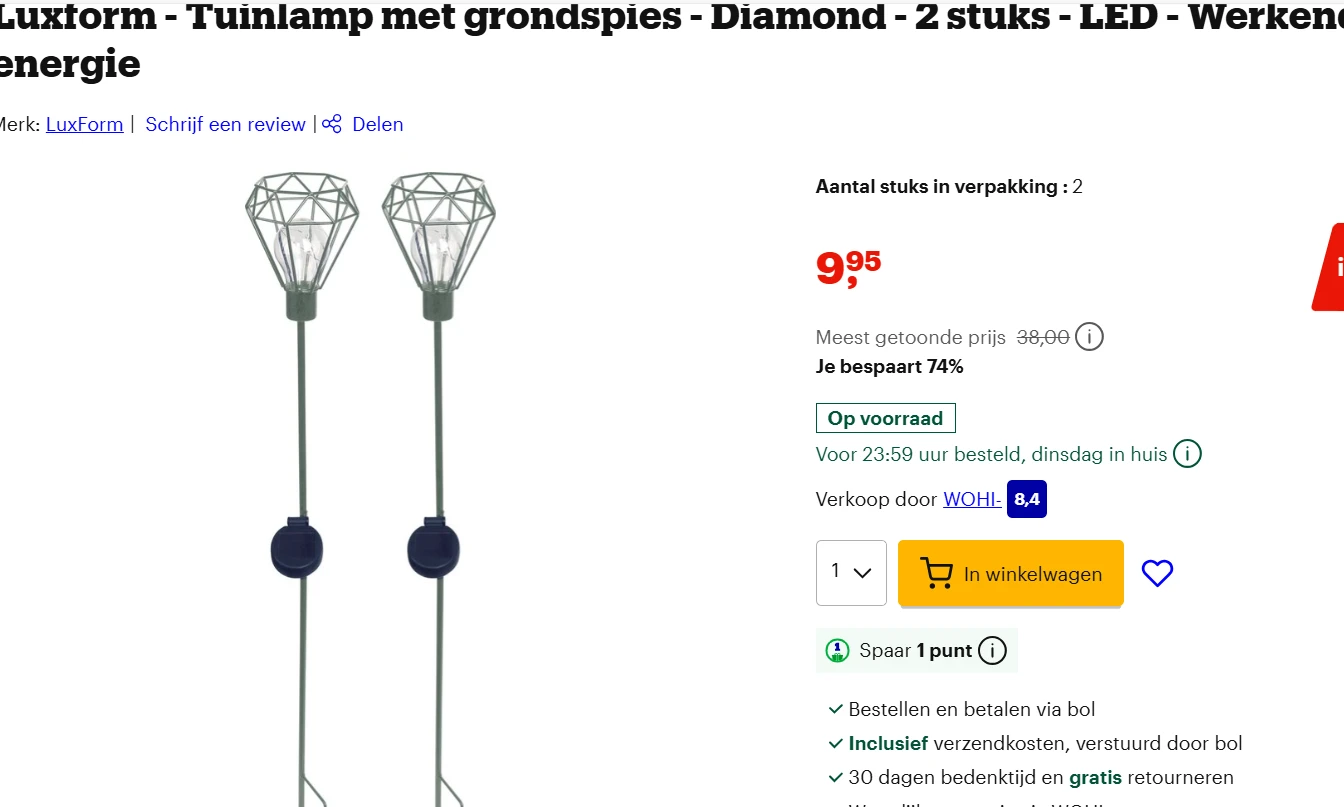 tuinlampen op zonneenergie(luxform)