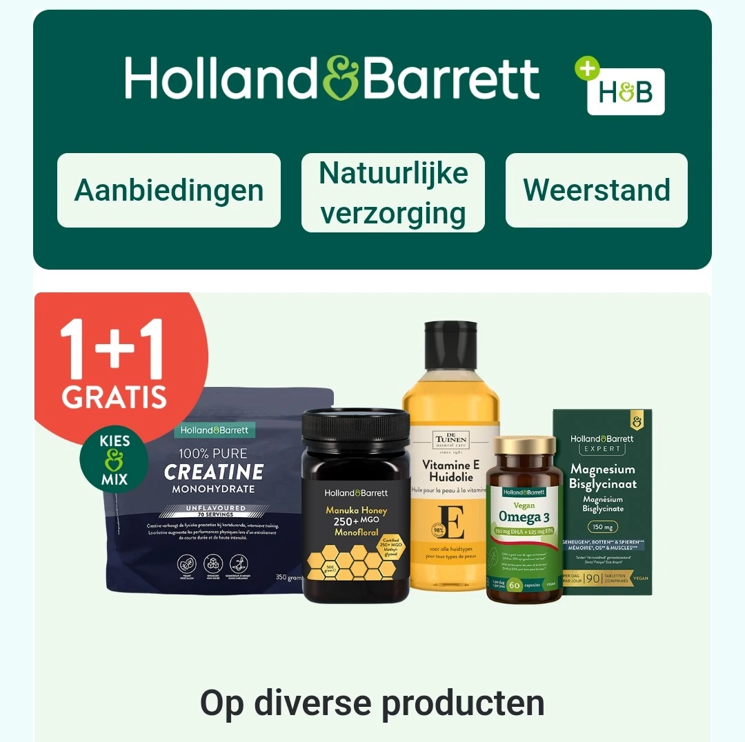 1 + 1 op vitamines bij Holland and Barrett