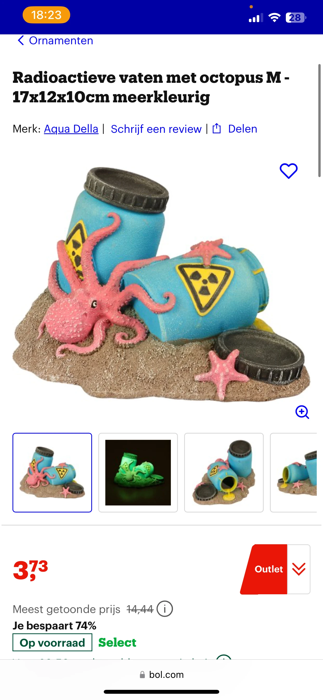 Aqua Della - Ornament aquarium - Radioactieve vaten met octopus