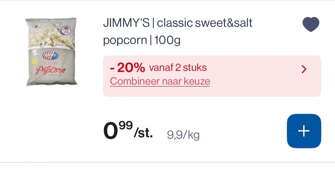 Jimmy’s popcorn classic 100 gram veel goedkoper
