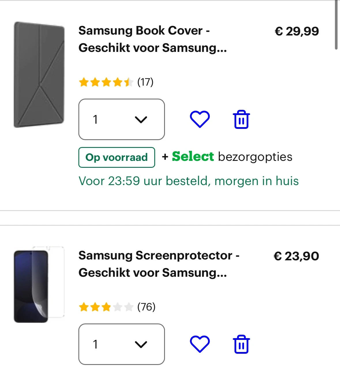 1+1 gratis op Samsung mobiele accessoires