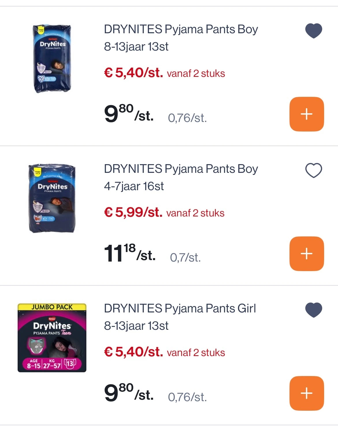 Verschillende DryNites luierbroekjes -50 %