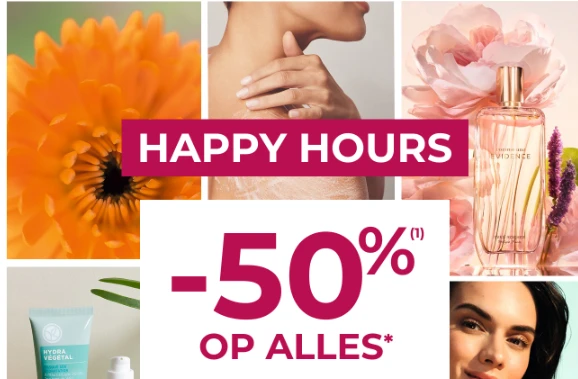 -50% op alles bij Yves Rocher ⏰ Happy hours