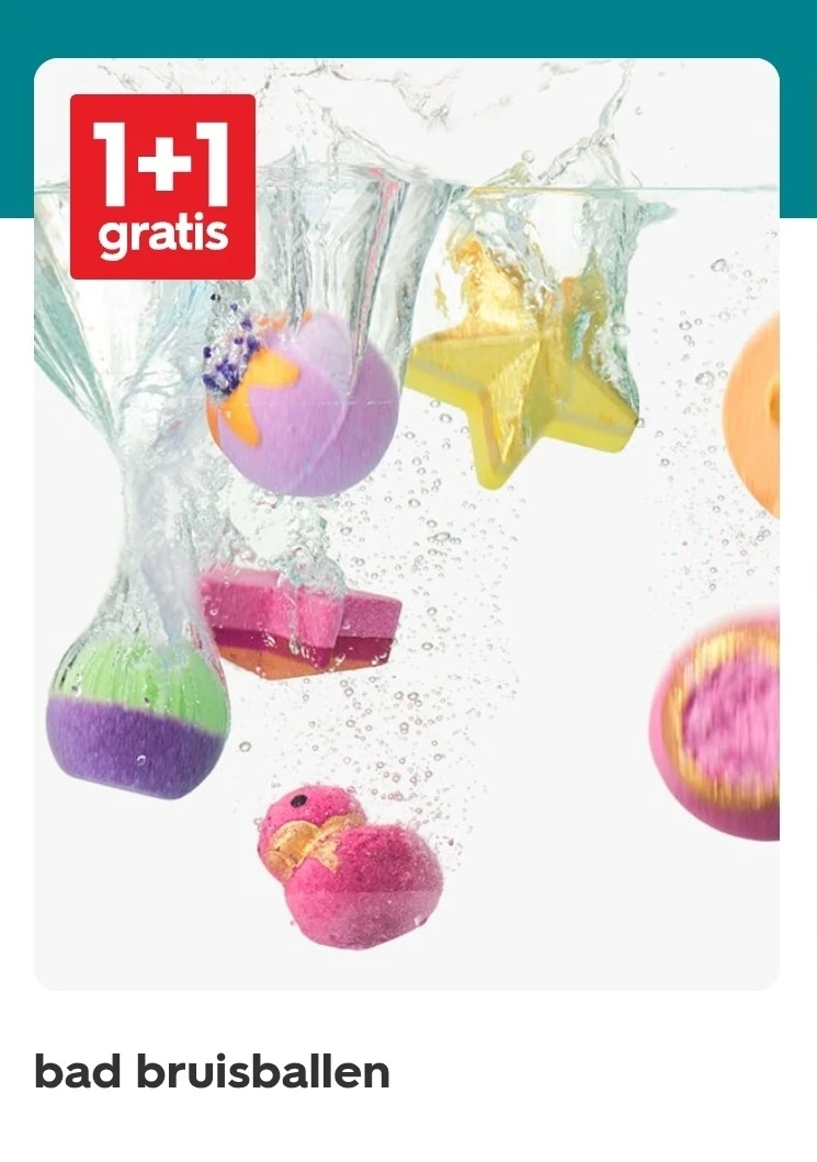 Bad bruisballen, mascara, haarstyling en krullers 1+1