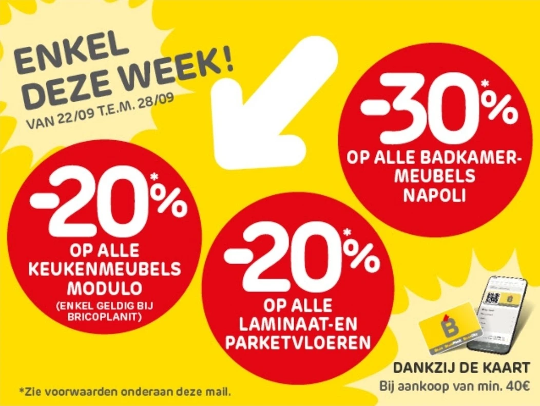 Keukens, vloeren en badkamers in promotie bij Brico
