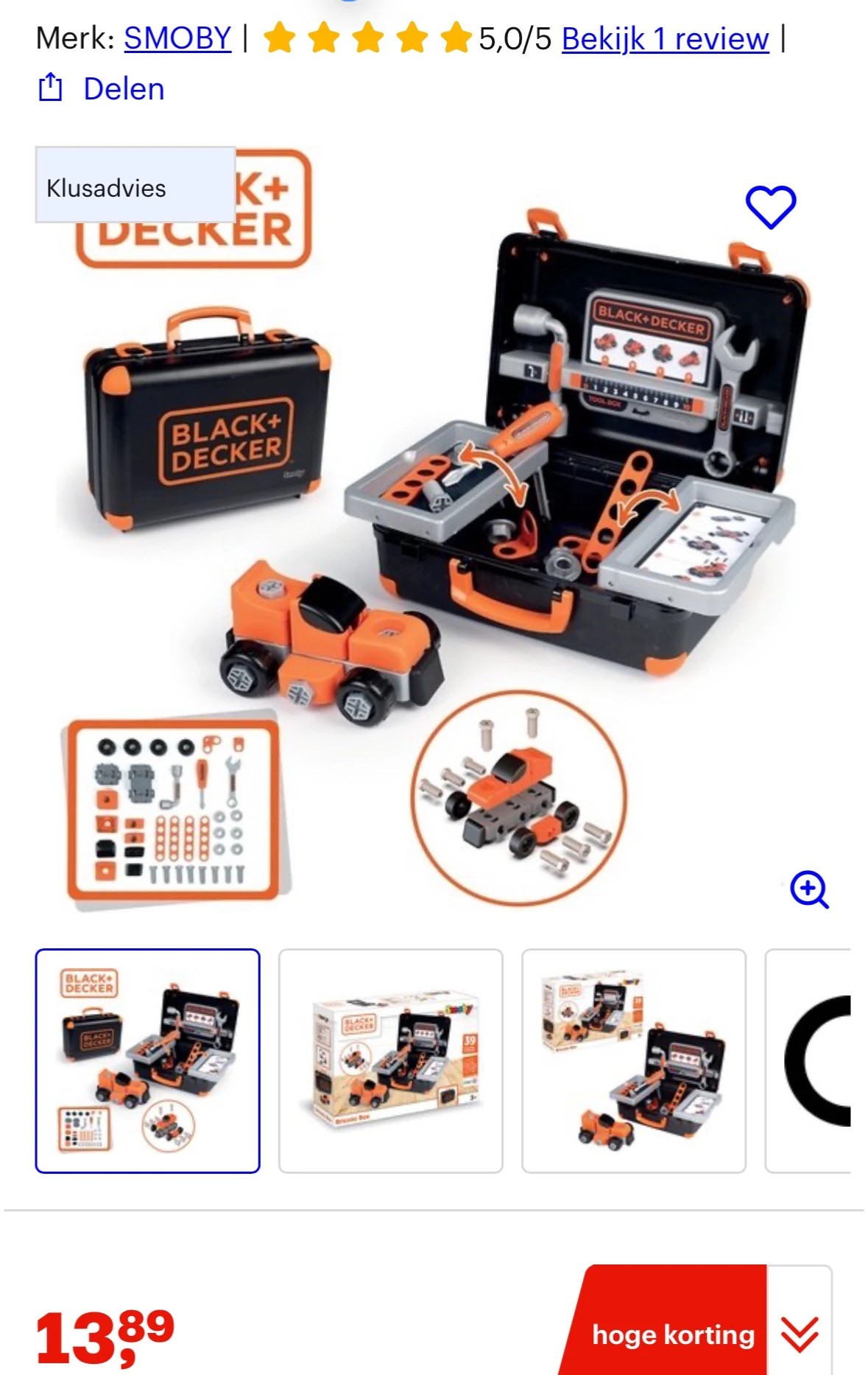 Black+Decker speelgoed Gereedschapskoffer