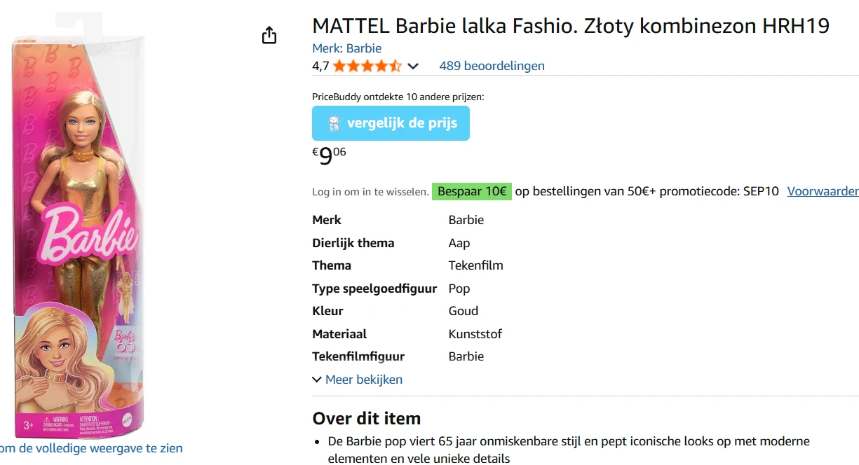 Barbiepop✨ Goud, goedkoop bij Amazon BE