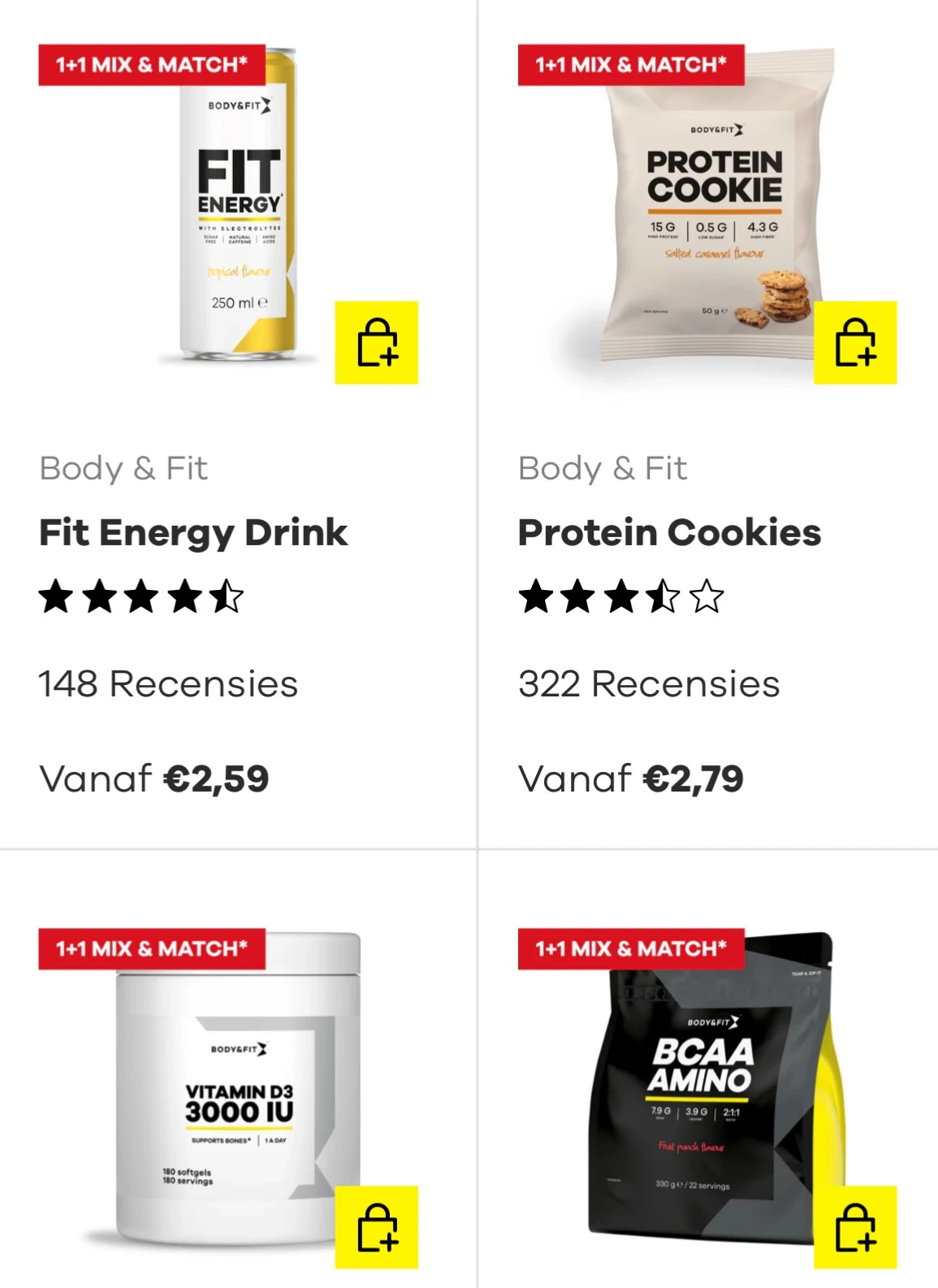 1+1 gratis body&fit artikelen