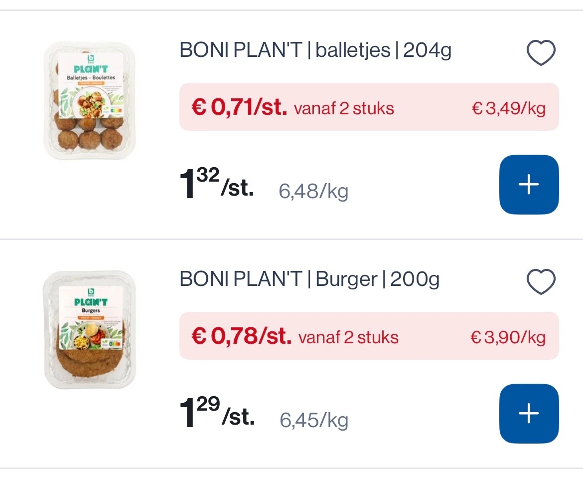 Boni plan’t producten goedkoper