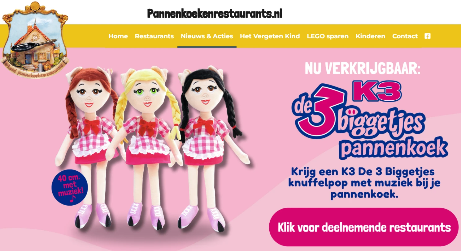 Gratis K3 🐽 3 Biggetjes pop met muziek bij jouw pannenkoek (NL)
