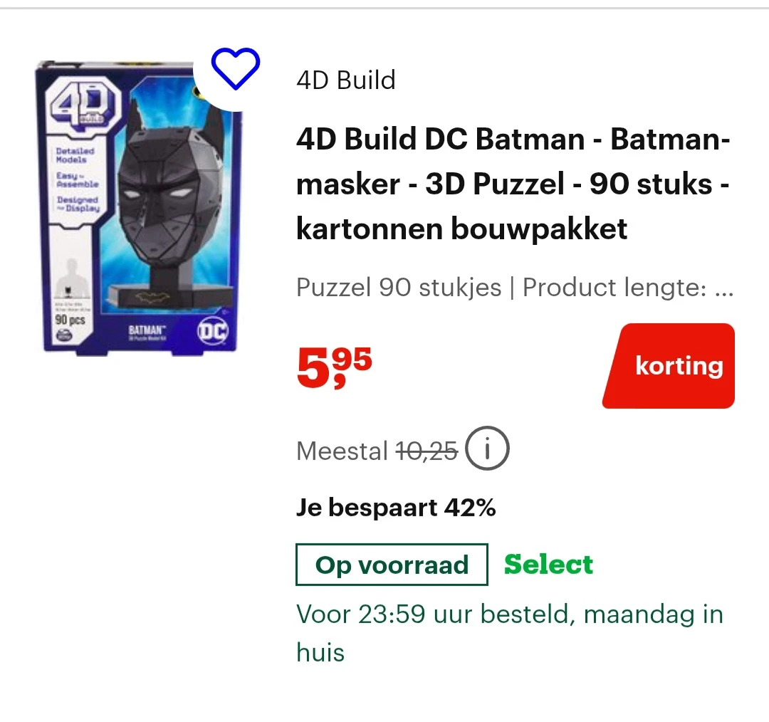 4D Build DC Batman puzzel 90 stuks -42%
