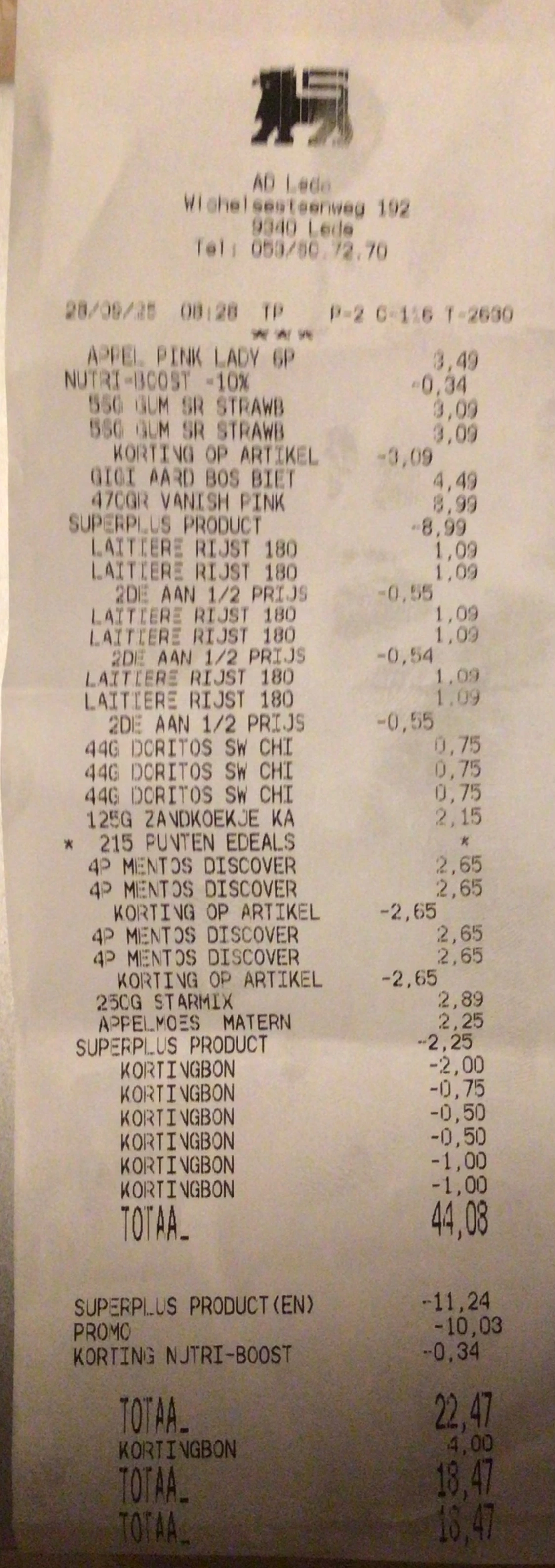 Delhaize koopjes o.a Mentos, la laitiere (bonnetjes met promo)