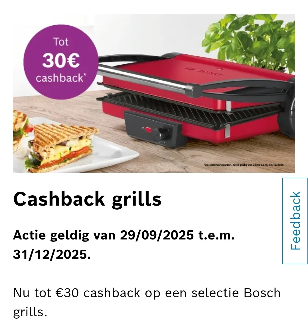 Cashbacks op verschillende Bosch keukenapparaten