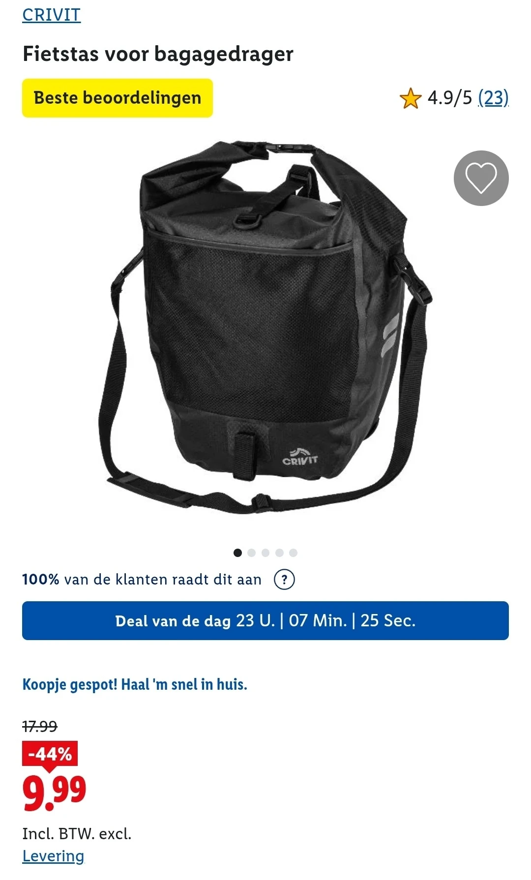 Lidl dagdeal: fietstas voor bagagedrager -44%