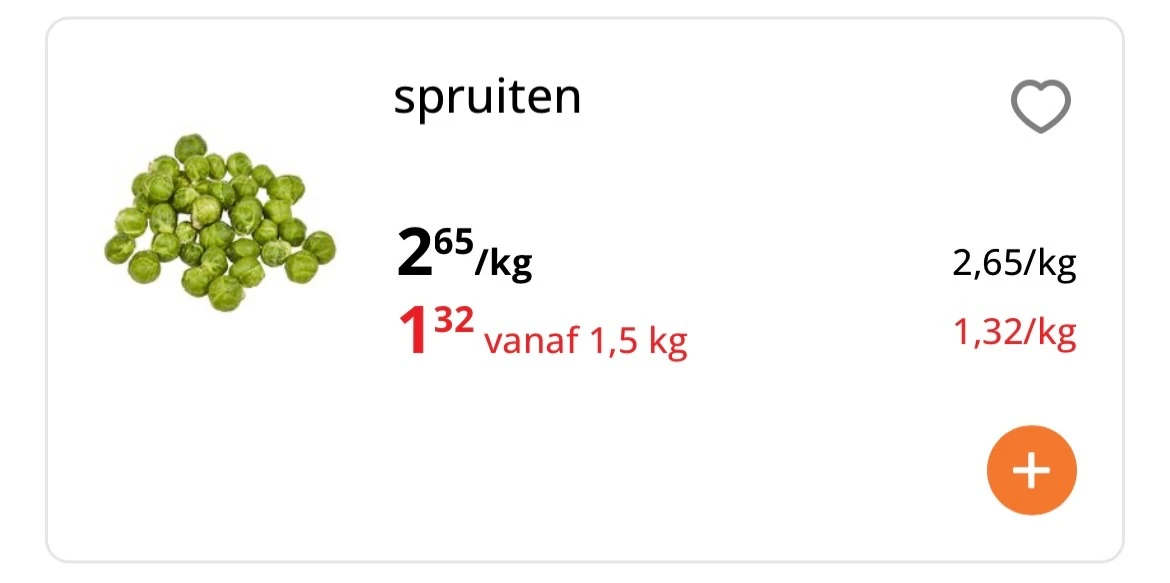 Spruiten voor 1,32€/kg