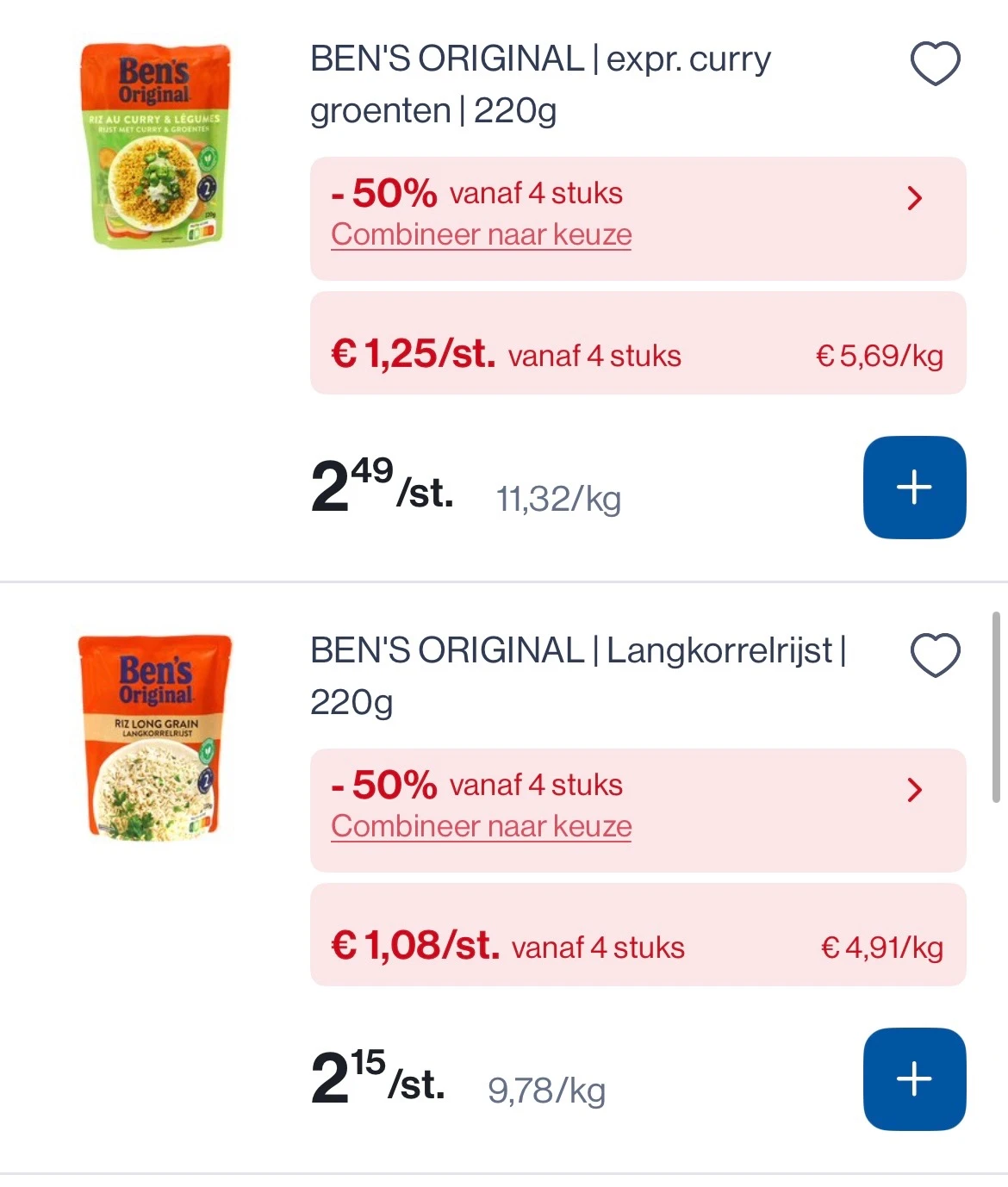 ben’s original 220 gram voor heel mooie prijs