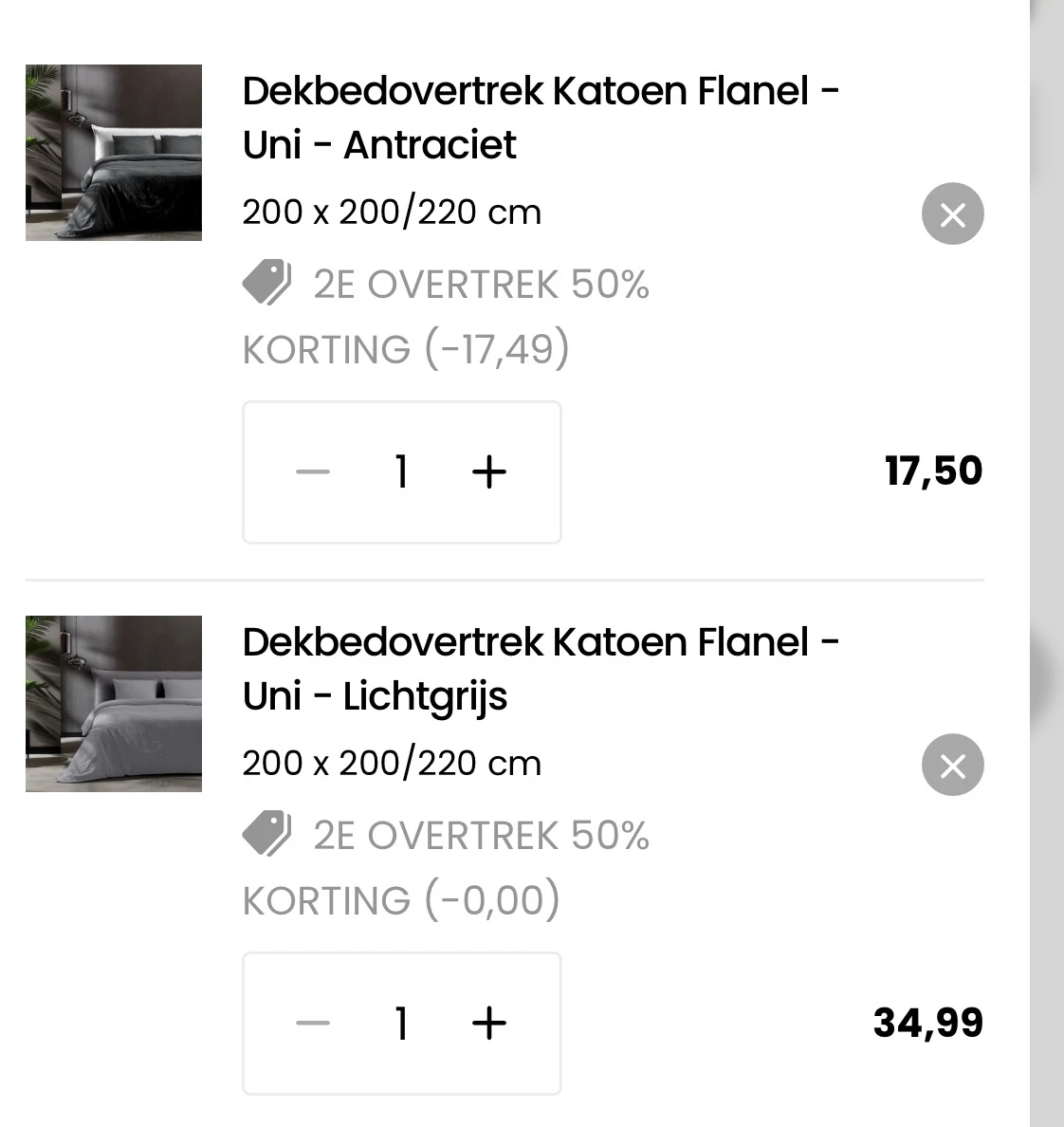 2e dekbedovertrek aan -50%