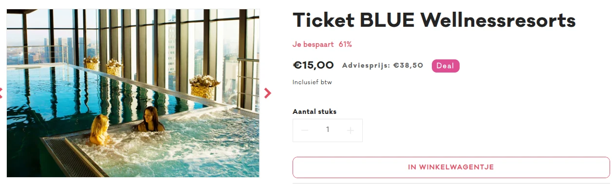 Dagticket BLUE Wellnessresort (Nederland) voor 15 euro