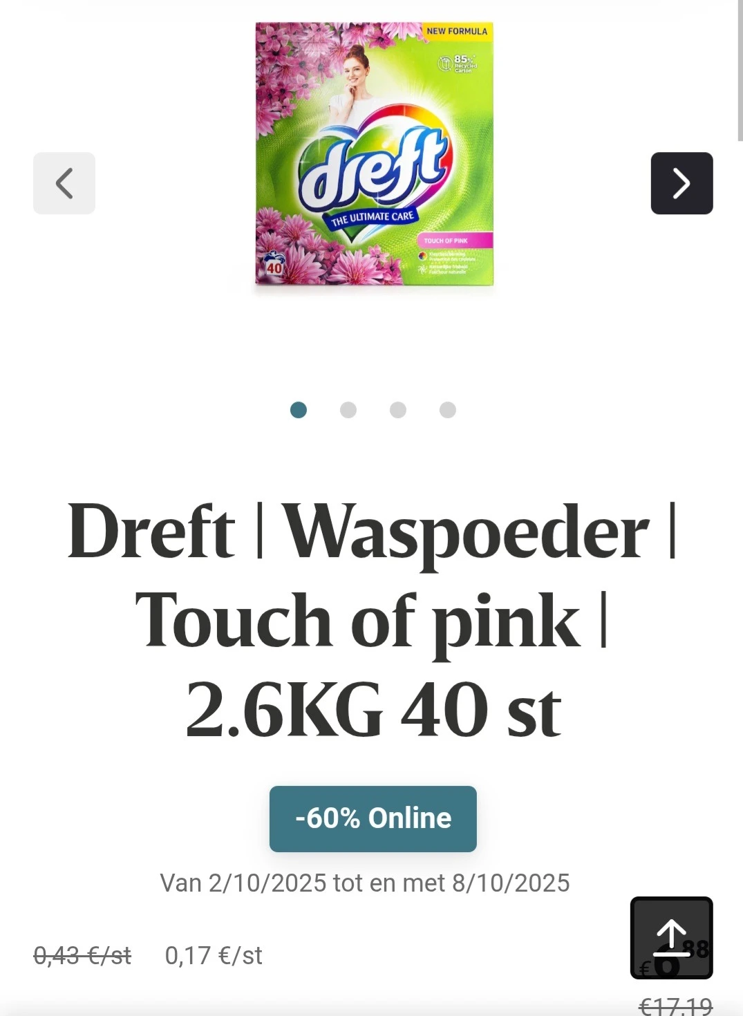 Dreft waspoeder touch of pink 2,6kg 40 d -60%