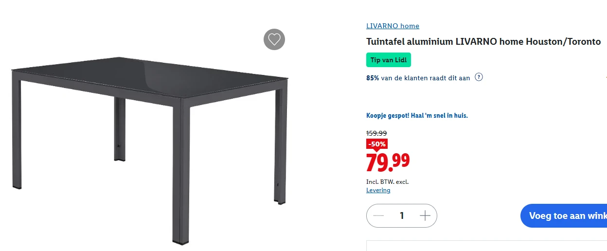 Tuintafels tot -50% in de Lidl webshop
