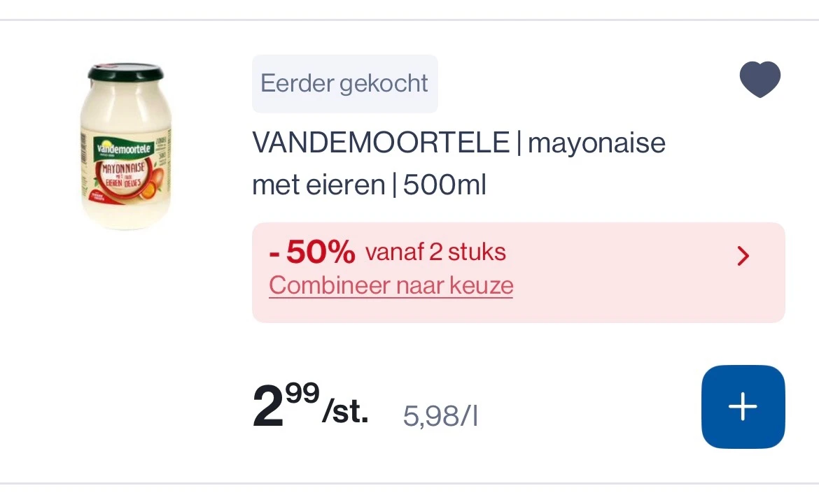 Vandemoortele mayonaise -50% + coupon