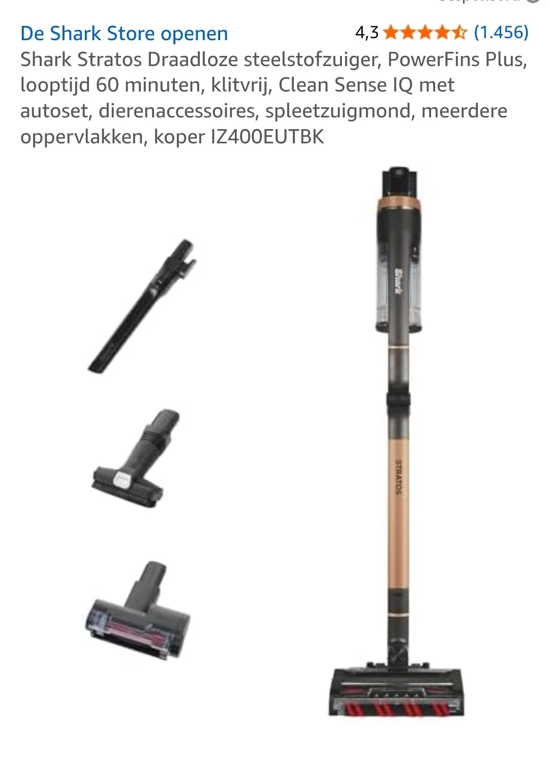 Prime Deal: Shark Stratos Draadloze steelstofzuiger IZ400EUTBK