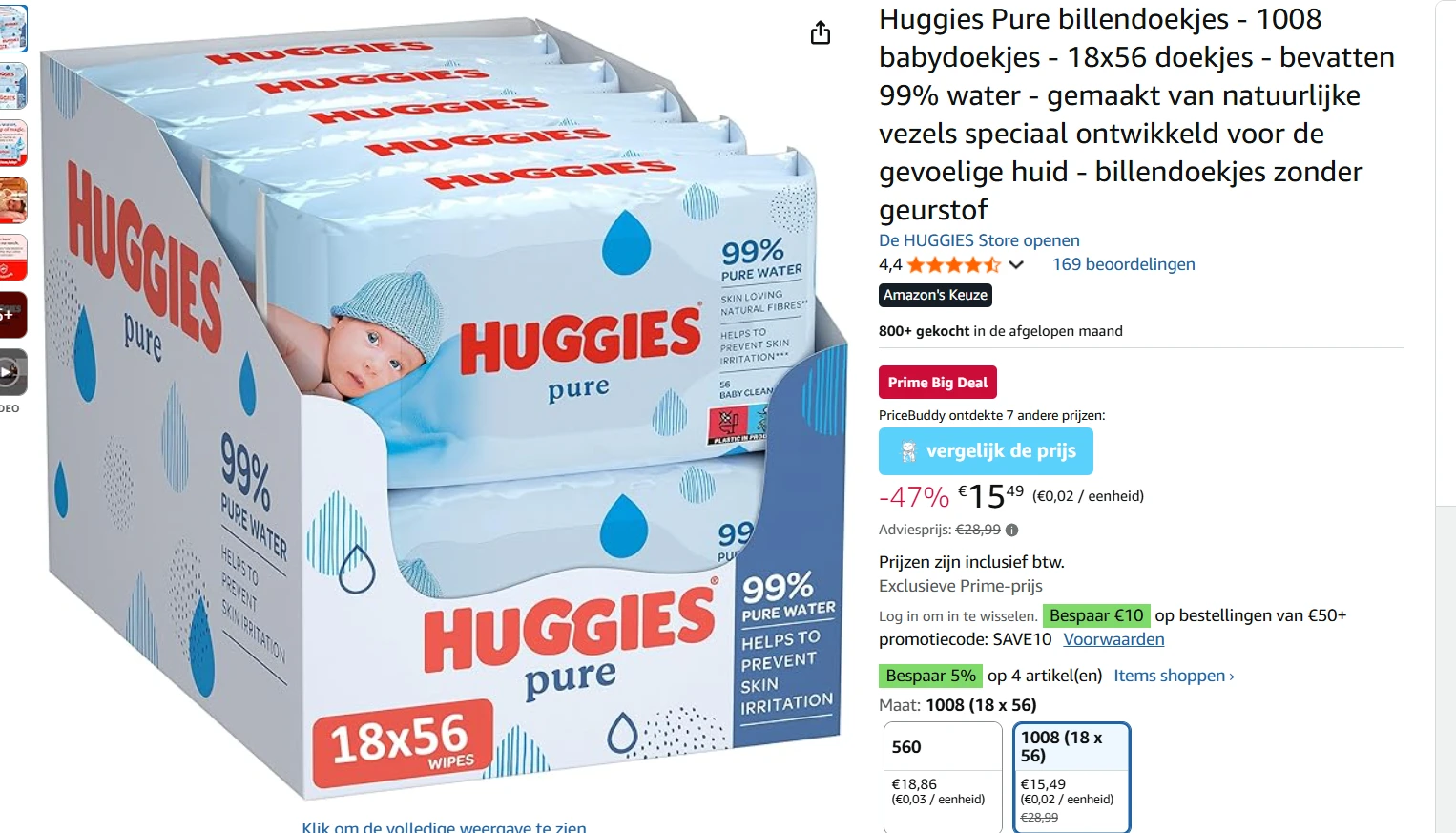 Prime deal 👶🏻 Huggies billendoekjes €0,86/pakje van 56 stuks