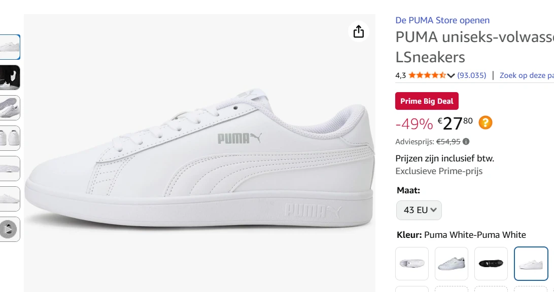 PUMA uniseks-volwassene sneakers bij amazon