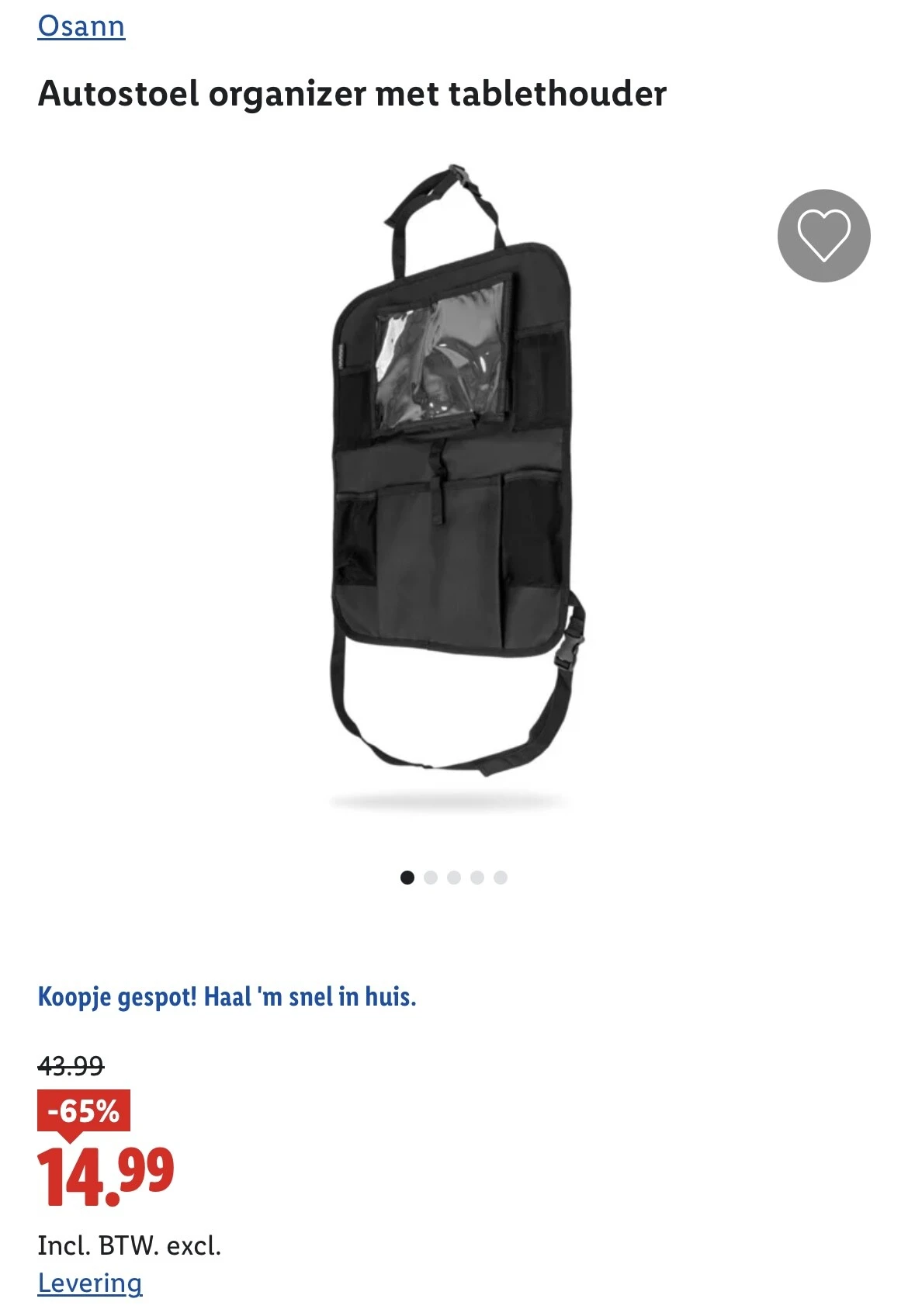 Autostoel organizer met tablethouder -65% op lidl.be